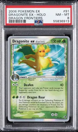 2006 POKEMON EX DRAGON FRONTIERS #91 DRAGONITE EX-HOLO PSA 8 - Image 1