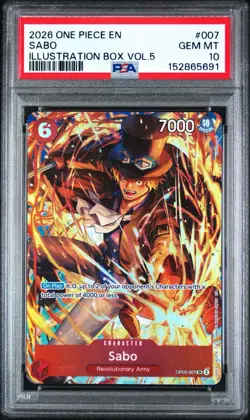 Bandai OP05-007 Sabo Illustration Box Vol.5 Foil SP PSA 10 2026 EN - Image 1