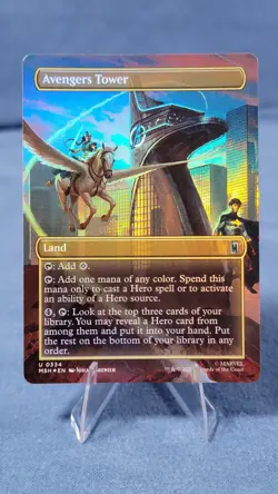 Borderless FOIL AVENGERS TOWER x1 mtg NM Marvel Super Heroes 1 Unc - Image 1