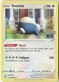 Snorlax 055/078 Holo Rare Pokemon GO Pokemon Holo Near Mint - Image 1