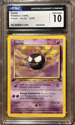 Pokemon Gastly Fossil 1st Edition 33/62 CGC 10 GEM MINT Vintage HIGH GRADE - Image 1