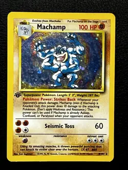 Machamp 8/102 Base Set 1st Edition Holo Rare Pokemon Card NM - Image 1