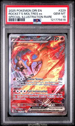 Team Rocket's Moltres EX 229/182 PSA 10 Destined Rivals Pokemon JTCG02 - Image 1