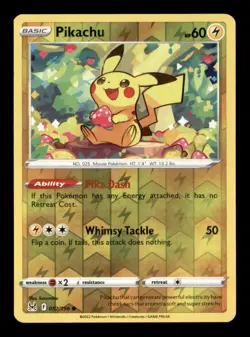 PIKACHU 052/196 REVERSE HOLO COMMON LOST ORIGIN NM/M - Image 1
