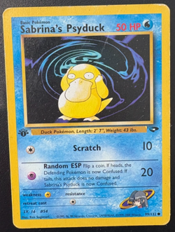 Pokemon TCG Sabrina's Psyduck 099/132 1st Edition Gym Challenge MP - Image 1