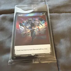 SEALED Riot Exclusive Riftbound Fist Bump Buff Double Sided Promo Card - Image 1