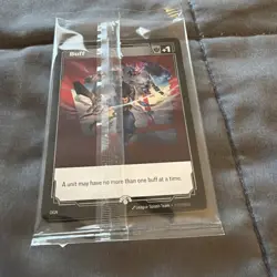 SEALED Riot Exclusive Riftbound Fist Bump Buff Double Sided Promo Card - Image 2
