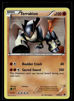 Terrakion 63/98 Emerging Powers Rare Holo Pokemon - Image 1
