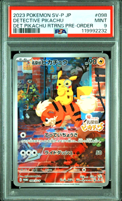 PSA 9 Detective Pikachu Promo 098/SV-P Japanese Pokemon Card 2023 - Image 1