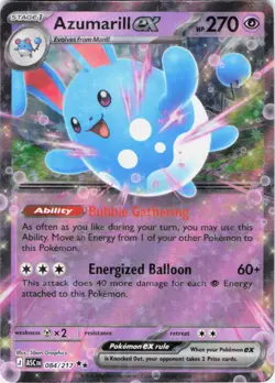 Azumarill ex Ascended Heroes 084/217 Holo Pokemon TCG NM - Image 1