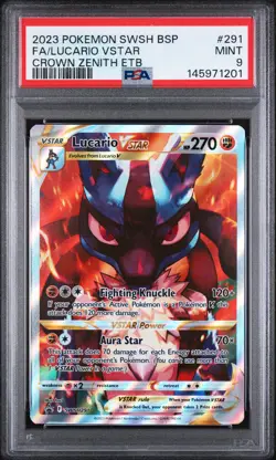 Fa/Lucario Vstar Normal 291 Pokemon Swsh Black Star Promo NM PSA 9 - Image 1