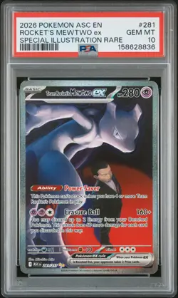 2026 POKEMON ASC EN-ASCENDED HEROES #281 TEAM ROCKET'S MEWTWO EX PSA 10 - Image 1