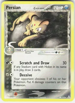 Persian 48/110 Uncommon Holon Phantoms Pokemon Moderately Played - Image 1