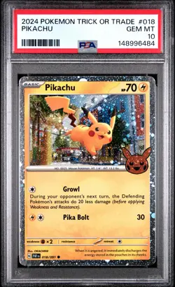 2024 POKEMON TRICK OR TRADE #018 PIKACHU PSA 10 - Image 1