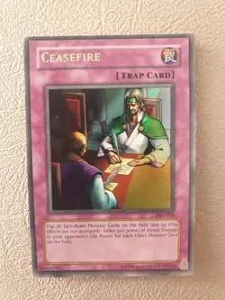 YUGIOH CEASEFIRE ULTRA RARE PSV-030 MP CREASE - Image 1