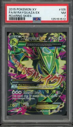 2015 POKEMON XY #105 FULL ART MEGA RAYQUAZA EX NM PSA 7 ROARING SKIES 105/108 - Image 1