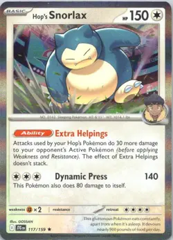 HOP'S SNORLAX 117/159 RARE JOURNEY TOGETHER POKEMON REVERSE HOLO NM/M - Image 1