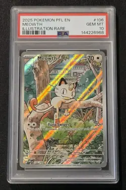 PSA 10 POKEMON TCG MEOWTH #106/094 IR PHANTASMAL FLAMES ILLUSTRATION RARE - Image 1