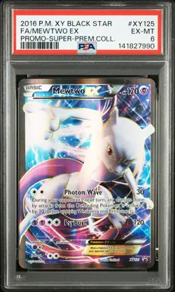 2016 POKEMON XY BLACK STAR PROMO #XY125 FULL ART/MEWTWO EX PSA 6 - Image 1