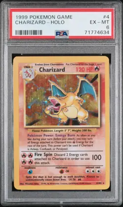 Charizard Holo 4/102 Game Pokemon PSA 6 - Image 1