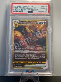 Pokemon 2023 Crown Zenith Galarian Gallery Origin Forme Dialga VSTAR GG68 PSA 10 - Image 1
