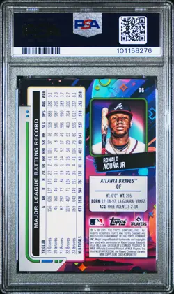 2024 Topps Cosmic Chrome #96 Ronald Acuna Jr. Purple Nebula Refractor PSA 9 - Image 2