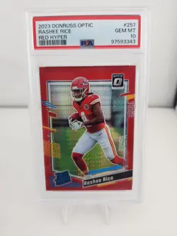 2023 Panini Donruss Optic - Rated Rookie Rashee Rice Red Hyper Prizm (RC) PSA 10 - Image 1