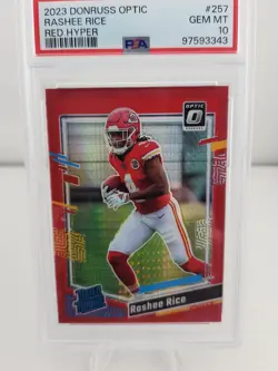2023 Panini Donruss Optic - Rated Rookie Rashee Rice Red Hyper Prizm (RC) PSA 10 - Image 2