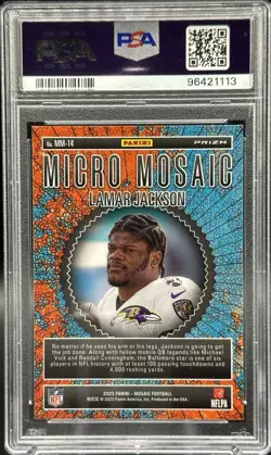 2023 Panini Mosaic Lamar Jackson Micro Mosaic PSA 10 (Ravens, SSP, Case Hit) - Image 2