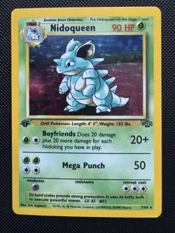 Nidoqueen Holo 7/64 Jungle 1st Edition Vintage English Pokemon Card - Image 1