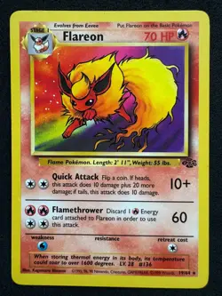 Flareon 19/64 Jungle Rare Unlimited English Vintage WotC Pokemon Card NM - Image 1