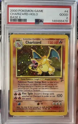 2000 Pokemon Base Set 2 II Charizard 4/130 Holo Foil Rare WOTC PSA 2 - Image 1