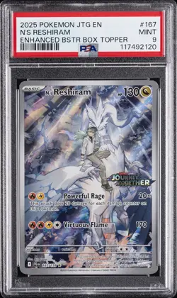 2025 POKEMON JTG EN-JOURNEY TOGETHER #167 N'S RESHIRAM PSA 9 - Image 1