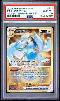 2022 POKEMON SWORD & SHIELD SILVER TEMPEST SECRET FULL ART/LUGIA VSTAR PSA 10 - Image 1