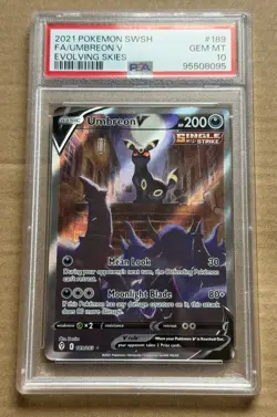 2021 Pokemon Evolving Skies Umbreon V Alt Art #189/203 PSA 10 Gem Mint - Image 1