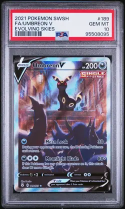 2021 Pokemon Evolving Skies Umbreon V Alt Art #189/203 PSA 10 Gem Mint - Image 2