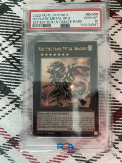 PSA 10 Konami Yu-Gi-Oh! Red-Eyes Flare Metal Dragon RA01-EN038 1st Ed UR - Image 1