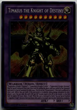 Timaeus the Knight of Destiny Secret Rare Dragons of Legend 2 DRL2-EN001 LP - Image 1