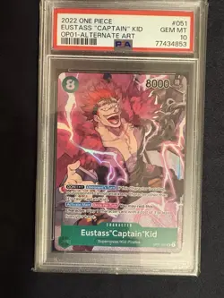 2022 ONE PIECE OP01-051 EUSTASS "CAPTAIN" KID ALT ART PSA 10 Pre Errata - Image 3