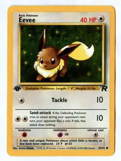 Vintage 2000 First Edition EEVEE 55/82 Pokemon Card (Team Rocket Set) - Image 1
