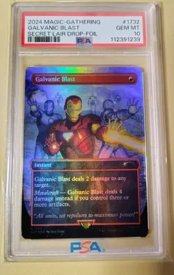 Iron Man Galvanic Blast 2024 Marvel Secret Lair Foil Card #1732 PSA 10 - Image 1