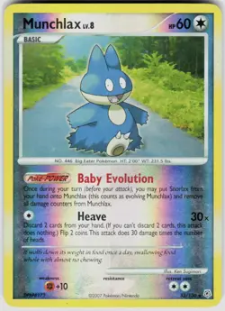 POKEMON MUNCHLAX 33/130 DIAMOND & PEARL REVERSE HOLO MP - Image 1