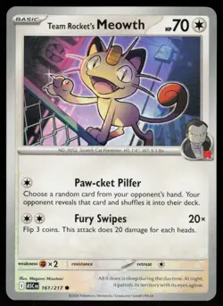 Team Rocket's Meowth 161/217 Common Ascended Heroes Pokemon Near Mint - Image 1