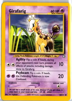 Girafarig 58/111 Common Neo Genesis Pokemon Unlimited LP - Image 1