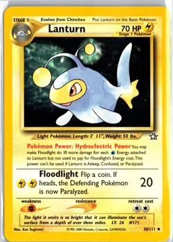 Lanturn 38/111 Uncommon Neo Genesis Pokemon Unlimited LP - Image 1