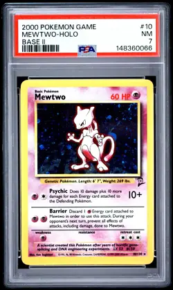 2000 POKEMON GAME BASE II #10 MEWTWO-HOLO PSA 7 - Image 1