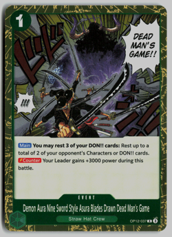 Demon Aura Nine Sword Style Asura Blades Drawn Dead..OP12-037-One Piece TCG-Foil - Image 1
