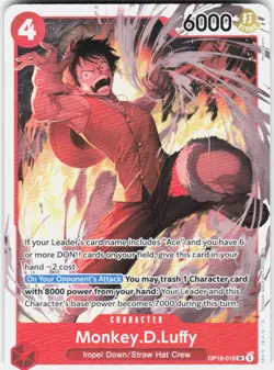 ONE PIECE MONKEY.D.LUFFY OP16-015 THE TIME OF BATTLE FOIL NM/M - Image 1
