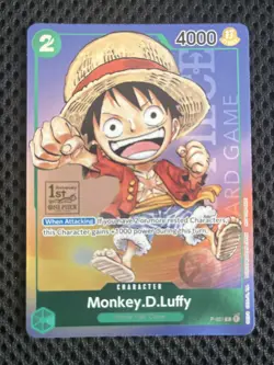 Monkey D Luffy P-037 1st Anniversary Tournament STAMP Promo Holo One Piece Card - Image 1