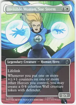 MAGIC MTG INVISIBLE WOMAN, SUE STORM (BORDERLESS) 323 MARVEL SUPER HEROES FOIL - Image 1